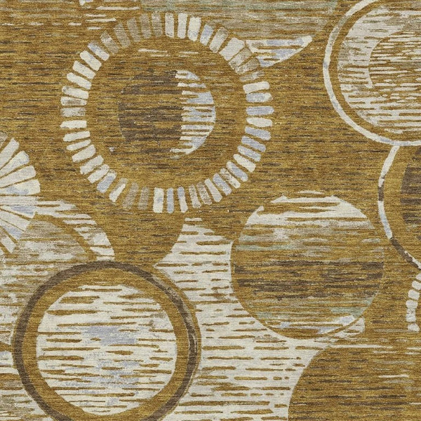 HomeRoots 10' X 14' Walnut and Gold Geometric Washable Indoor Outdoor Area Rug 734339