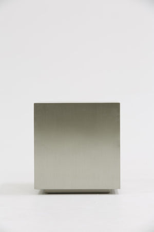 VIG Furniture Anvil Brushed Stainless Steel Cube End Table — Minimalist 18" Accent Stool/Nightstand, No Assembly VGVCET8368