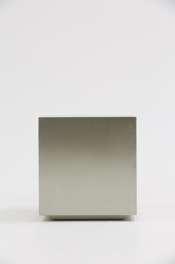 VIG Furniture Anvil Brushed Stainless Steel Cube End Table — Minimalist 18" Accent Stool/Nightstand, No Assembly VGVCET8368