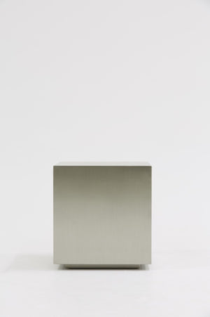 VIG Furniture Anvil Brushed Stainless Steel Cube End Table — Minimalist 18" Accent Stool/Nightstand, No Assembly VGVCET8368
