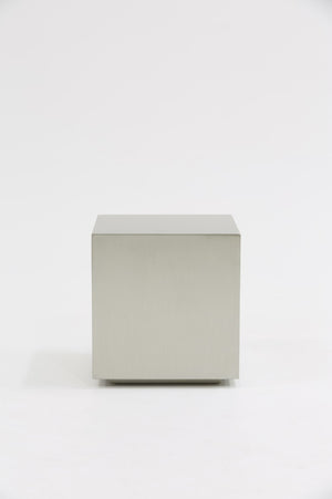 VIG Furniture Anvil Brushed Stainless Steel Cube End Table — Minimalist 18" Accent Stool/Nightstand, No Assembly VGVCET8368