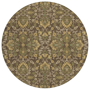 8 Ft Round Geometric Polyester Rug Washable Stain Resistant for Patio or Kitchen