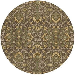 8 Ft Round Geometric Polyester Rug Washable Stain Resistant for Patio or Kitchen