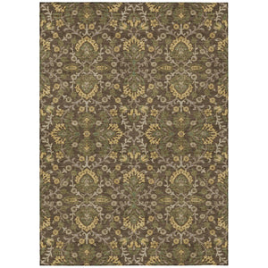 9x12 Chocolate Brown Geometric Polyester Area Rug Washable for Indoor Outdoor Use