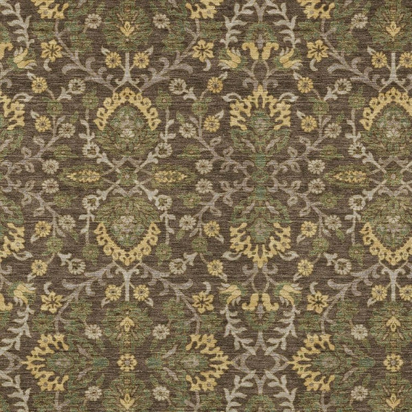 HomeRoots 9x12 Chocolate Brown Geometric Polyester Area Rug Washable for Indoor Outdoor Use 734356