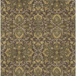 9x12 Chocolate Brown Geometric Polyester Area Rug Washable for Indoor Outdoor Use