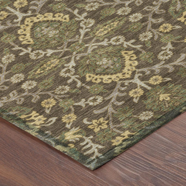 9x12 Chocolate Brown Geometric Polyester Area Rug Washable for Indoor Outdoor Use