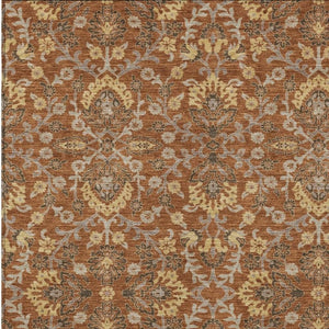 HomeRoots 5 X 8 Copper Orange Geometric Polyester Area Rug Washable for Patio and Living Room 734359