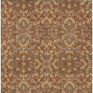 5 X 8 Copper Orange Geometric Polyester Area Rug Washable for Patio and Living Room