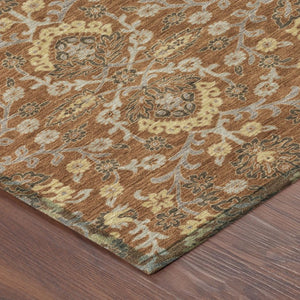 5 X 8 Copper Orange Geometric Polyester Area Rug Washable for Patio and Living Room
