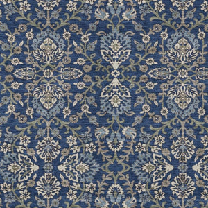 HomeRoots 5x8 Navy Geometric Polyester Area Rug Washable Stain Resistant Indoor Outdoor Patio Use 734371
