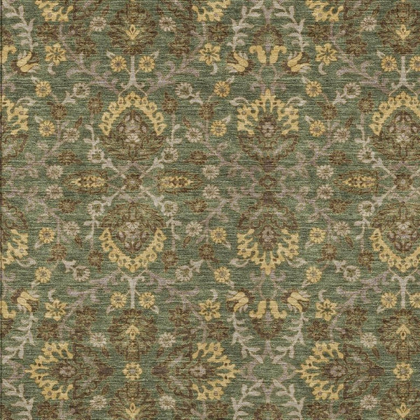 HomeRoots 8 X 10 Olive Geometric Polyester Area Rug Stain Resistant for Patio or Living Room 734379