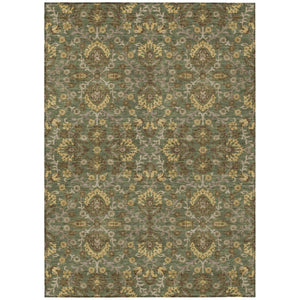 10 X 14 Olive Geometric Polyester Area Rug Washable for Patio Porch or Living Room
