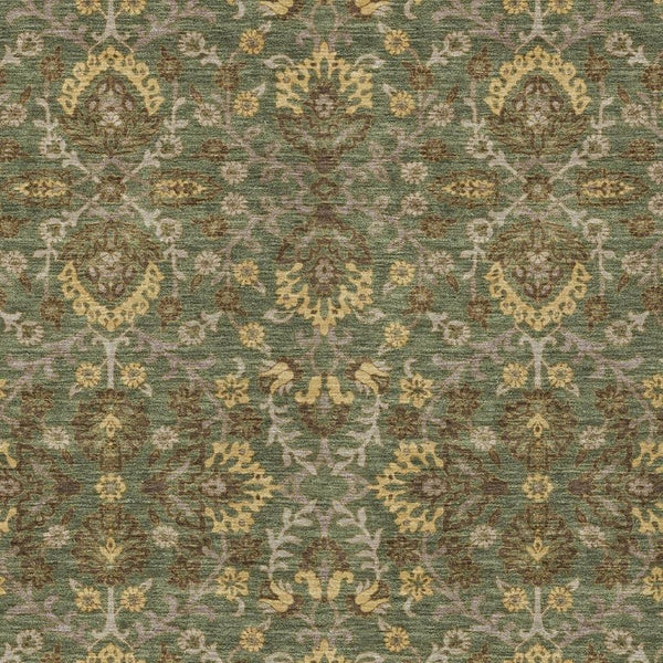 HomeRoots 10 X 14 Olive Geometric Polyester Area Rug Washable for Patio Porch or Living Room 734381