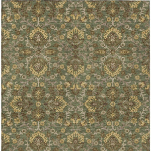 10 X 14 Olive Geometric Polyester Area Rug Washable for Patio Porch or Living Room