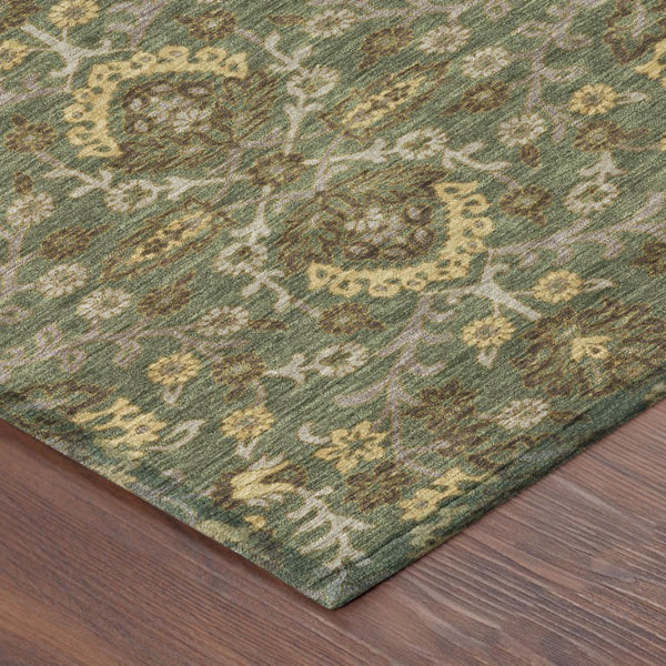 10 X 14 Olive Geometric Polyester Area Rug Washable for Patio Porch or Living Room