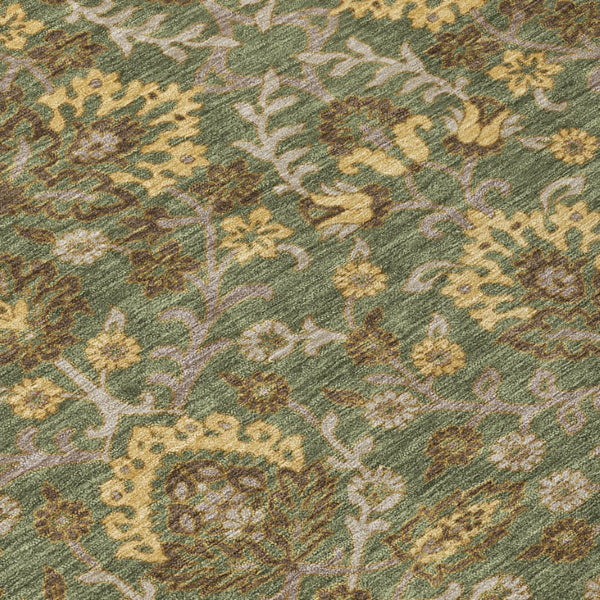 10 X 14 Olive Geometric Polyester Area Rug Washable for Patio Porch or Living Room