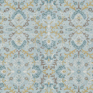 HomeRoots 5 X 8 Sky Blue Geometric Polyester Area Rug Washable for Indoor Outdoor Use 734383