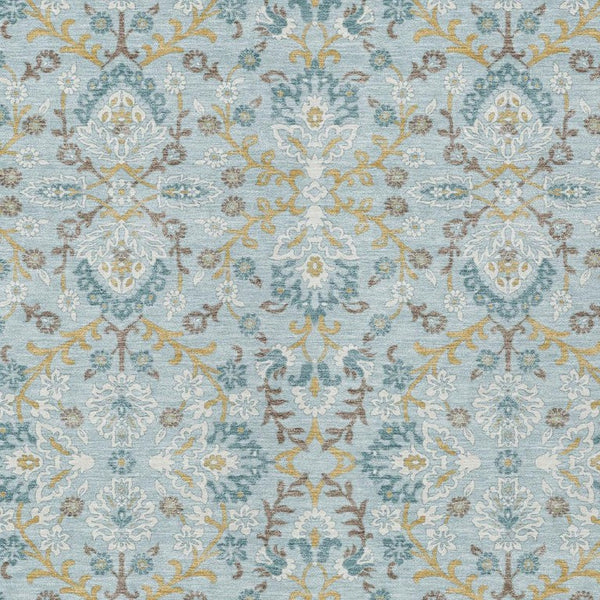 HomeRoots 5 X 8 Sky Blue Geometric Polyester Area Rug Washable for Indoor Outdoor Use 734383