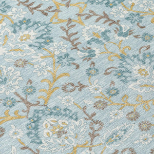 5 X 8 Sky Blue Geometric Polyester Area Rug Washable for Indoor Outdoor Use