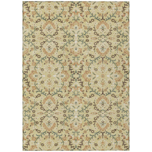 8x10 Geometric Polyester Area Rug Stain Resistant Indoor Outdoor Wheat Gold Tones