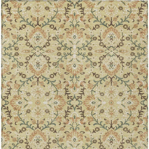 HomeRoots 8x10 Geometric Polyester Area Rug Stain Resistant Indoor Outdoor Wheat Gold Tones 734391