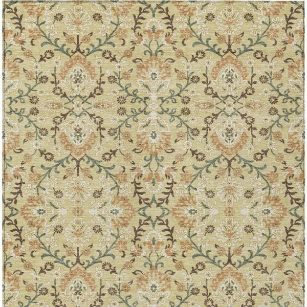 HomeRoots 8x10 Geometric Polyester Area Rug Stain Resistant Indoor Outdoor Wheat Gold Tones 734391
