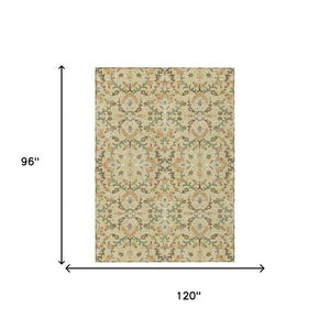 8x10 Geometric Polyester Area Rug Stain Resistant Indoor Outdoor Wheat Gold Tones
