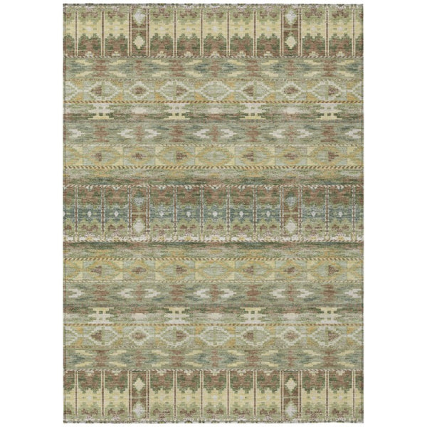 5x8 Geometric Indoor Outdoor Rug Washable Polyester Stain Resistant Patio Decor