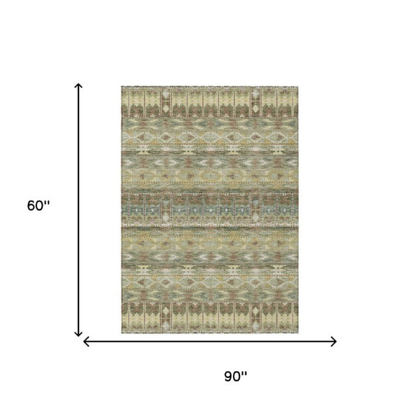 5x8 Geometric Indoor Outdoor Rug Washable Polyester Stain Resistant Patio Decor