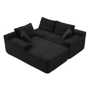English Elm 105'' Modular Cloud Sectional Corduroy Sofa Deep Seat L-shape Couch for Living Room Black W1117S00322
