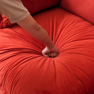 English Elm Sky Cloud Sectional Sofa with Cloud-Like Comfort, Modular L-Shaped Velvet Seating, Removable Covers, Storage Ottoman Red B341S00019