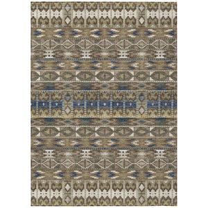8 X 10 Geometric Polyester Area Rug Washable Stain Resistant Indoor Outdoor Brown Taupe