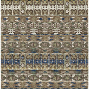 8 X 10 Geometric Polyester Area Rug Washable Stain Resistant Indoor Outdoor Brown Taupe