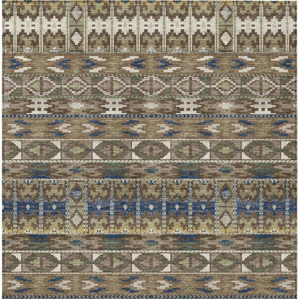 8 X 10 Geometric Polyester Area Rug Washable Stain Resistant Indoor Outdoor Brown Taupe