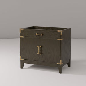 English Elm Brown Oak Single-Sink Vanity - 36" Wide, Stylish Storage, Soft-Close, Fully Assembled For Easy Setup B2731P259774