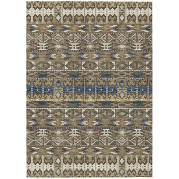 10 Ft X 14 Ft Geometric Polyester Area Rug Stain Resistant for Indoor Outdoor Use