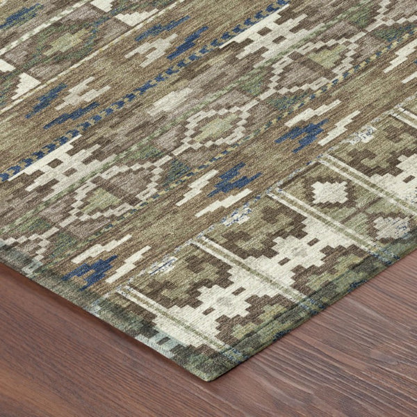 10 Ft X 14 Ft Geometric Polyester Area Rug Stain Resistant for Indoor Outdoor Use