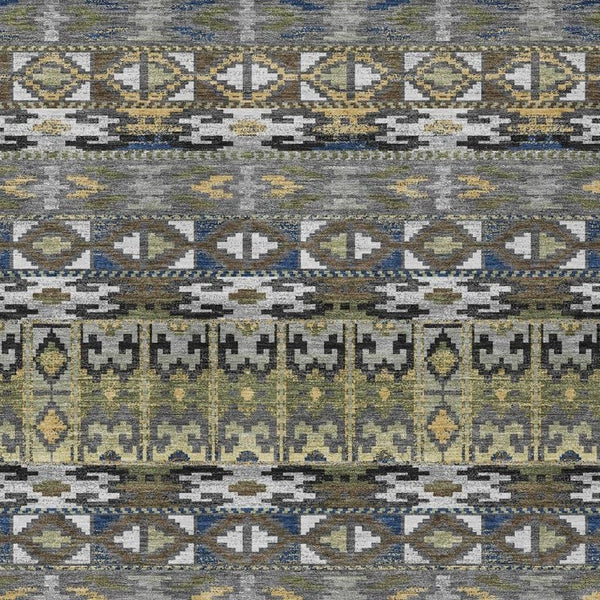 HomeRoots 9' X 12' Gray and Graphite Geometric Washable Indoor Outdoor Area Rug 734410