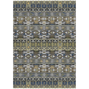 9' X 12' Gray and Graphite Geometric Washable Indoor Outdoor Area Rug