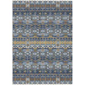 8 X 10 Navy Geometric Polyester Area Rug Stain Resistant for Patio and Living Room