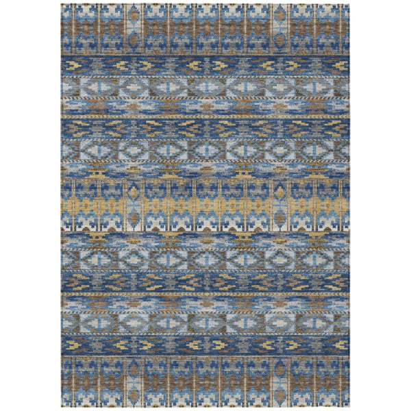8 X 10 Navy Geometric Polyester Area Rug Stain Resistant for Patio and Living Room