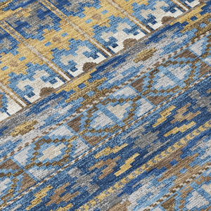 8 X 10 Navy Geometric Polyester Area Rug Stain Resistant for Patio and Living Room