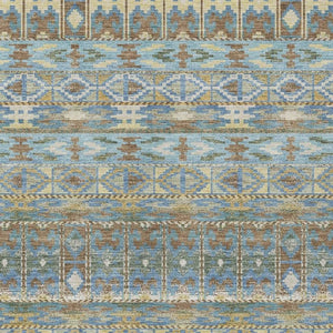 HomeRoots 8 X 10 Geometric Polyester Area Rug Teal Khaki Washable Indoor Outdoor Patio 734427