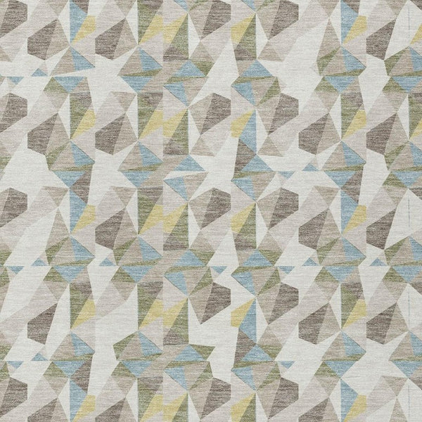 HomeRoots 9 X 12 Ivory Geometric Polyester Area Rug Washable Stain Resistant Patio Porch 734446