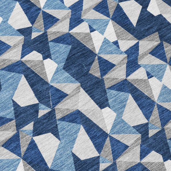 8x10 Navy Geometric Polyester Area Rug Stain Resistant for Indoor Outdoor Spaces