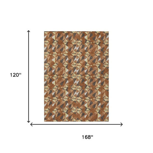 10 Ft X 14 Ft Geometric Polyester Area Rug Washable Stain Resistant Patio Porch
