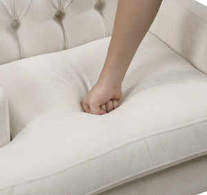 English Elm 1Pc Accent Chair - Elegant Button-Tufted Beige Upholstery With Foam Cushion For Stylish Comfort B011P287706