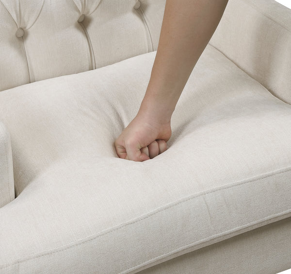English Elm 1Pc Accent Chair - Elegant Button-Tufted Beige Upholstery With Foam Cushion For Stylish Comfort B011P287706