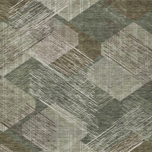 HomeRoots 9x12 Geometric Olive Polyester Area Rug Washable Stain Resistant Indoor Outdoor Patio 734504